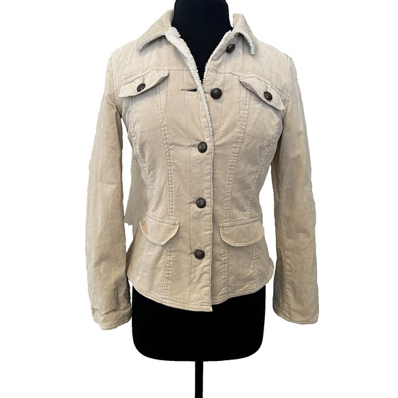 For Joseph Fortune Jacket Womens Medium Beige Corduroy Sherpa Lined Y2K Coat - Picture 1 of 16
